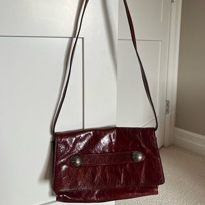 Miss Sixty burgundy coloured leather bag, clutch or crossbody/shoulder bag.
